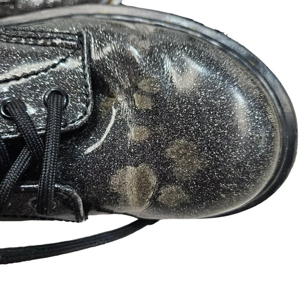 Dr. Martens 1460  Black Glitter J Girls Boots Size 1‎ US Black Glitter Lace-Up